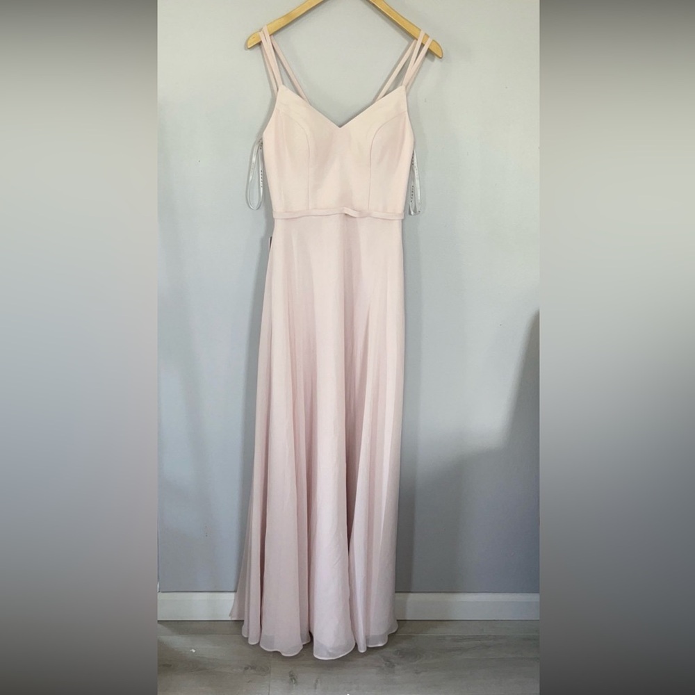 AZAZIE JANINE Rose Petal A-Line V-Neck Chiffon Dress size A2 - Picture 4 of 11